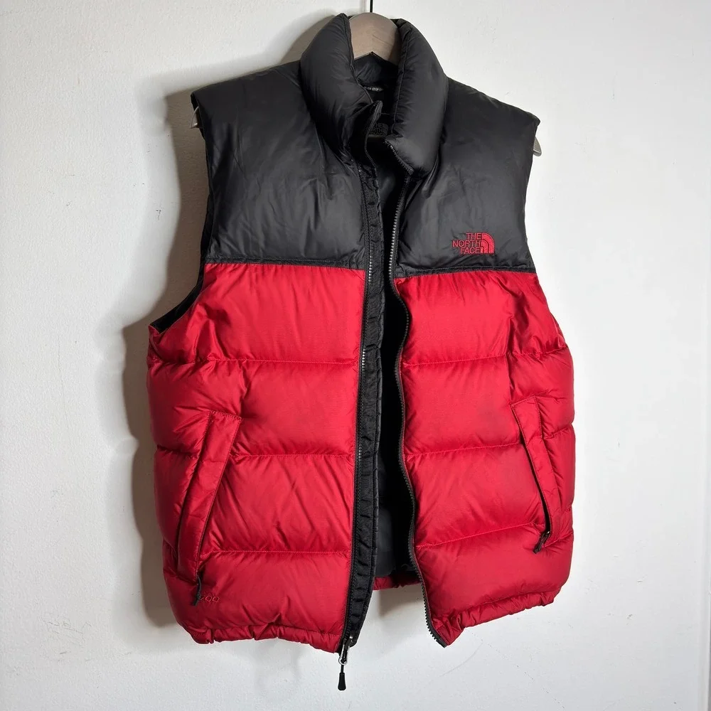 The North Face Red Black Men's 1996 Retro Nuptse 700 Down Filled Vest Size S‎